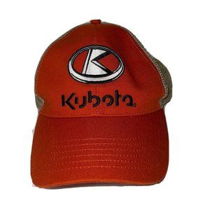 Kubota Mens Ball Cap Hat One Size Adjustable Orange Tan Mesh